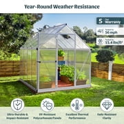 Palram - Canopia Mythos 6 x 4 Polycarbonate/Aluminum Walk-In Greenhouse – Silver - with Roof Vent