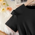 thumbnail image 7 of Summer Casual Dress Girl Size 8/11 Point Print Ruffle Hem Pleated Dress Cotton Short Sleeve Kids Clothes, Black, 8 Years, 7 of 7