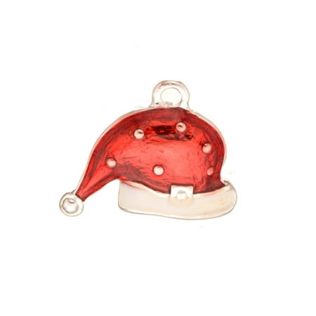 - Enamel Drop, Red Santa Hat Silver Plated 18x3.4mm 4pcs/pack (2-pack Value Bundle), SAVE $1