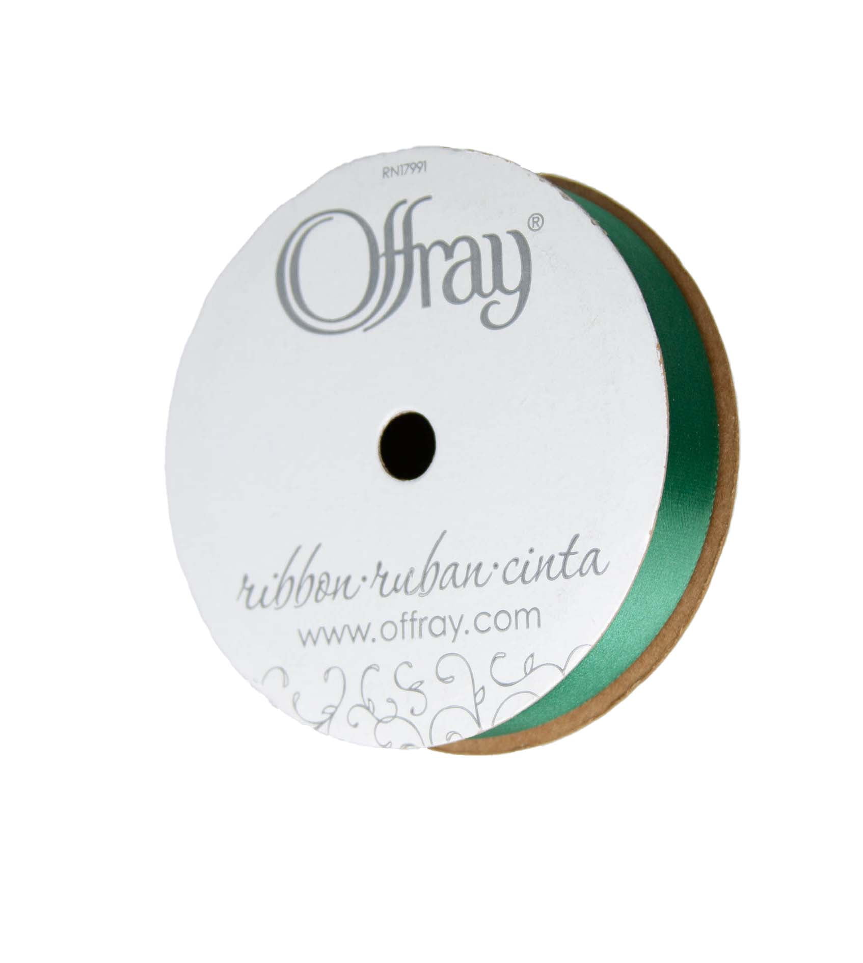 (3 pack) Offray Ribbon, Forest Green 5/8 inch Single Face Satin Polyester Ribbon, 18 feet