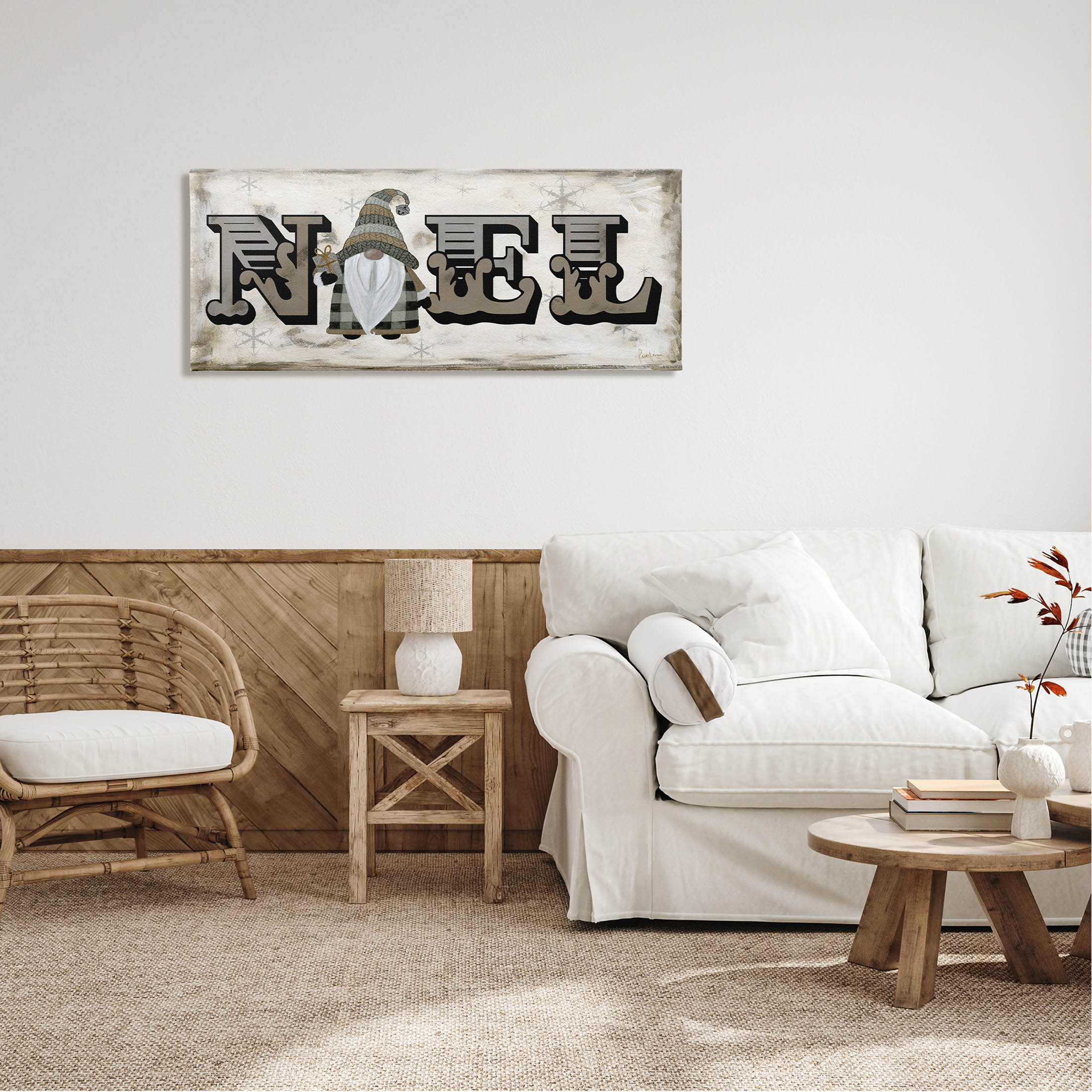 Stupell Industries Vintage Gnome Noel Phrase Graphic Art Gallery Wrapped Canvas Print Wall Art, Design by Livi Finn