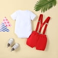 thumbnail image 3 of Tiijoy Baby Boy First Birthday Outfits Summer Short Sleeve Romper Suspenders Shorts Set, 3 of 8