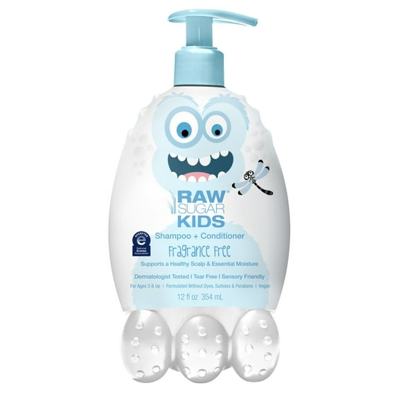 Raw Sugar Kids 2-in-1 Shampoo & Conditioner, Fragrance-Free, 12 fl oz