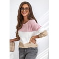thumbnail image 4 of Women's Pink Colorblock Waffle Knit Long Sleeve Top, 4 of 5