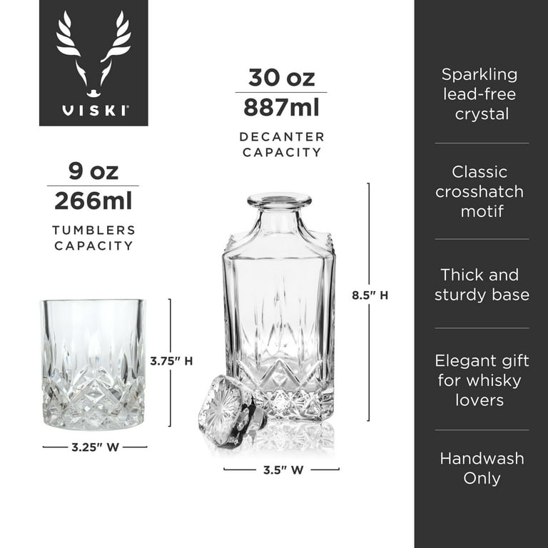 Viski Admiral Crystal Whiskey Tumbler Set of 4 - Premium Crystal
