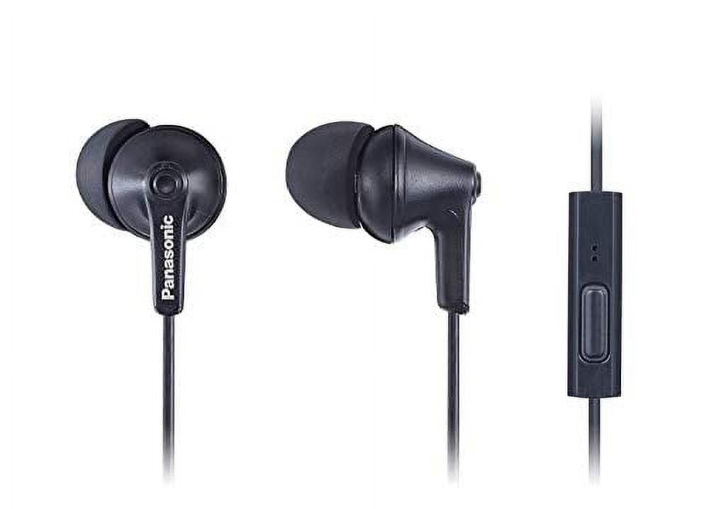 Panasonic ErgoFit Earbud Headphones with Microphone and Neodymium Drivers, RP-TCM125 (Matte Black), RP-TCM125-KA