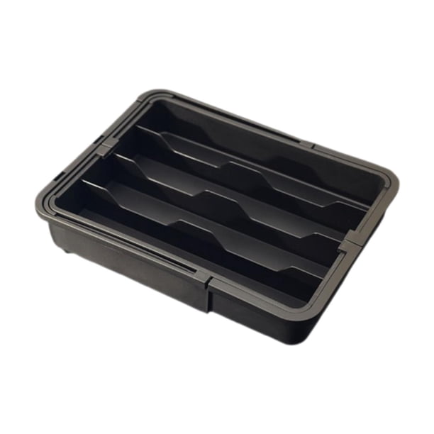 Organizador de cajones para cubiertos, bandeja expandible para cubiertos, gran capacidad, ahorro de espacio. Negro
