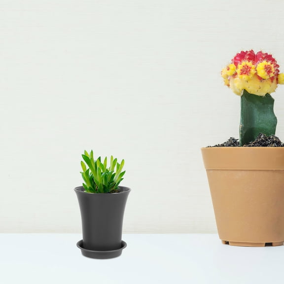 ELAYARD Elegant Black Plastic Planters for Indoor and Outdoor Use 10Pcs
