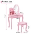 thumbnail image 2 of Bingirl Wooden Vanity Table with Lighted Mirror and Stool Makeup Playset, 2 of 8