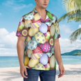 thumbnail image 5 of Xecao Colorful Easter Eggs print Hawaiian shirt - a stylish short-sleeve button-down for men, perfect for casual beach and tropical outings., 5 of 9