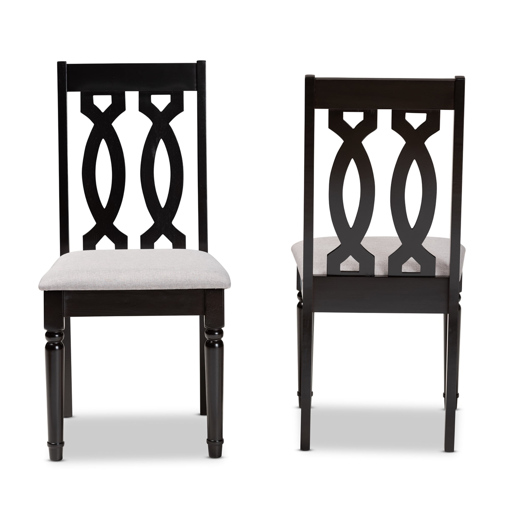 Baxton Studio Cherese Dining Chair, Set of 2, Grey and Dark Brown