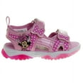 thumbnail image 2 of Disney Minnie Mouse Double Hook & Loop Toddler Girl Sandals with Three White Lights - Pink, 6, 2 of 7
