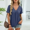 thumbnail image 6 of Vmvidoty Womens Plus Size Classic-fit Short-sleeve V-neck T-shirt Navy M, 6 of 8