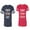 Men Navy / Women Red, variant on Proud Husband Freaking Wife Unisex Couple Matching Cotton Jersey style T-Shirt Contrasting stripes on sleeves (Men Navy / Women Black) (Men S / Women S)
