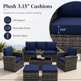 thumbnail image 5 of Seizeen Patio Furniture Set on Sale, 6-PCS Outdoor Sectional Sofa Table Set with Ottomans, PE Rattan Wicker Conversation Set with Cushions for 5 Persons, Nevy, 5 of 10