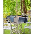 thumbnail image 3 of nqOlkjepod Navy Blue Burnt Orange Outdoor Tablecloth with Umbrella Hole & Zipper, Geometric Retro Abstract Round Table Cover 54 Inch, Dining Waterproof Table Cloth Protector for Patio/Party/Picnic, 3 of 7