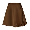 thumbnail image 6 of USSUMA Women'S Skirts Midi Skirt Solid Color High Waist Tie Mid-Calf Skirt Leisure Dress Breathable Skirt Climbing Brown Skirt for Women L, 6 of 6