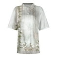 thumbnail image 3 of Mohiass Womens Polo Shirts Floral Wicking Oversized Tshirts Lapel Collared Beach Shirts Button Up Dressy Tops and Blouses White L, 3 of 4