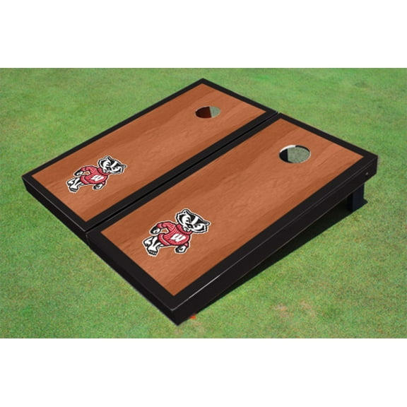 University of Wisconsin "Bucky" Black Rosewood Matching Border Cornhole Boards