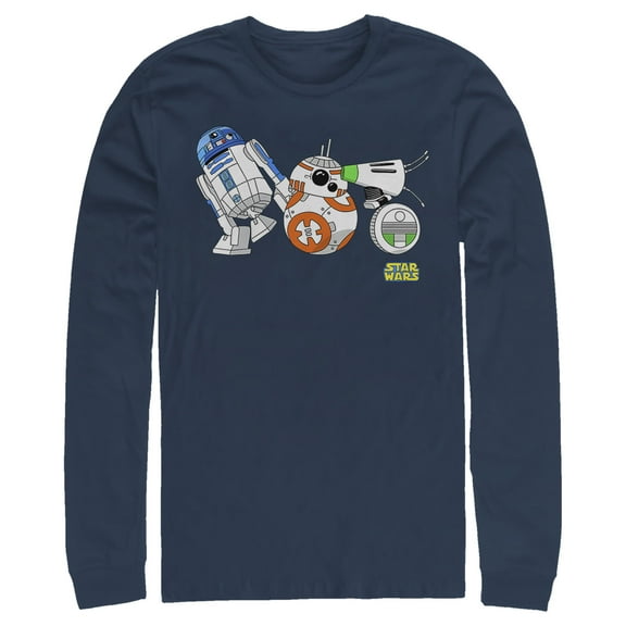 Men's Star Wars: The Rise of Skywalker Droid Party Long Sleeve Shirt Navy Blue Medium