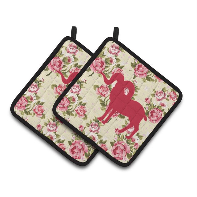 Caroline's Treasures Mouton Shabby Chic Roses Jaunes Paire de Supports de Pot BB1007-RS-YW-PTHD 7.5HX7.5W Multicolore