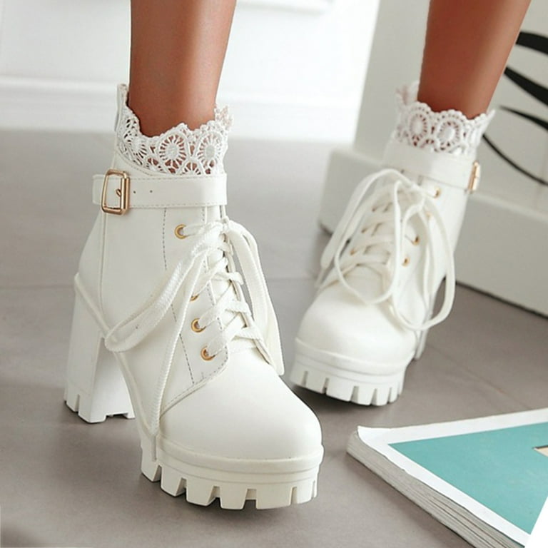 White biker shop boots womens
