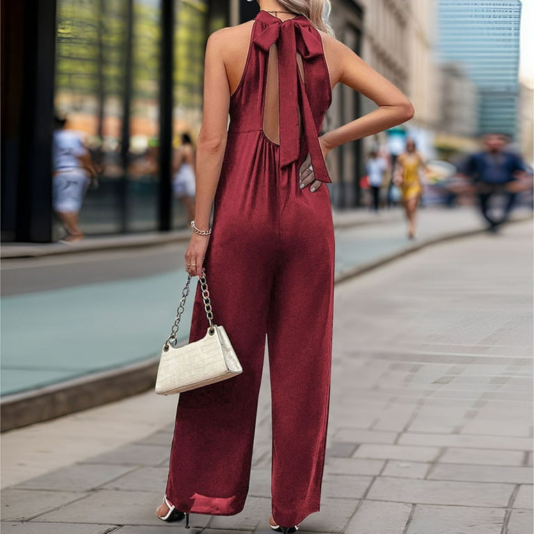 Summer Plus Size Jumpsuits for Women Tummy Control Fashion Solid