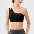 thumbnail image 7 of Womens One Shoulder Sports Bra - Sleeveless One Strap High Support Workout Yoga Bra Cropped Tops Lace Camisole Black L, 7 of 7