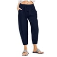 thumbnail image 1 of Timegard Womens Capri Pants Elastic Waisted Cinch Bottom Solid Color Casual Crop Trousers with Pockets, 1 of 6