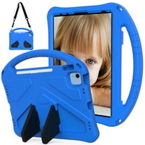 Allytechgroup Kids Case for iPad 11-inch(A16) 2025/ iPad 10th Generation 10.9 Inch 2022, EVA Shockproof Heavy Duty Case with Foldable Kickstand / Handle / Shoulder Strap Kids Friendly Cover, Blue