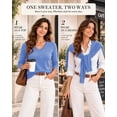 thumbnail image 5 of QUALFORT Women's 100% Cotton V-Neck Pullover Sweater, Long Sleeve Lightweight Sweater for Women, Soft Classic Solid Color Knit Sweater Top, Blue XL, 5 of 7