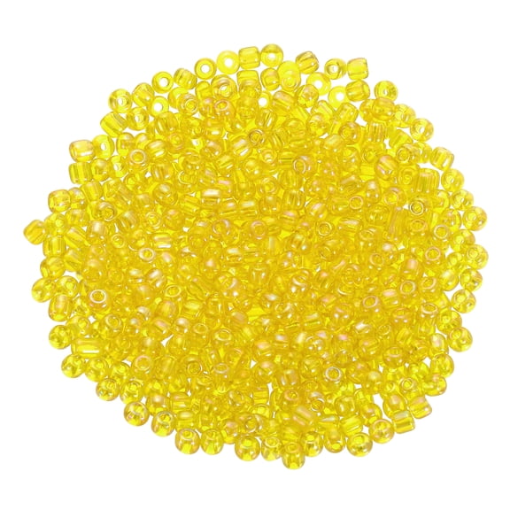 1600Pcs Glass Seed Beads, 4mm 6/0 Loose Mini Beads with Hole, Bulk Craft Spacer for Jewelry Making, Yellow AB