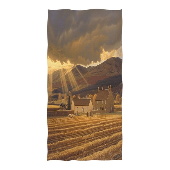 Oversized Beach Towel Extra Large Absorbent Microfiber Bath Towels Soft Quick Drying Farms with Sunshine 74"x37"