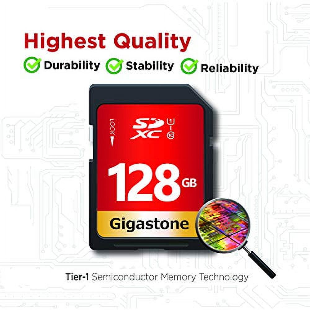 Gigastone 128GB SDXC Card Class 10 UHS-I U1 Up to 80MB/s Memory Card