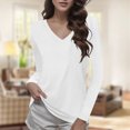 thumbnail image 2 of Towmus Women Shirts V Neck Short Ladies Long Sleeve Tee Shirts Basic Tops, 2 of 6