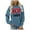 Blue, variant on Women Long Sleeve Sweatshirts Vintage Aztec Graphic Round Neck Pullover Tops Ethnic Style Cowboy Pullover Tunic Blouses Grey L