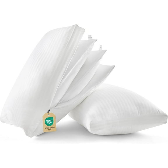 JQJQ Adjustable Layer Bed Pillows for Sleeping - Luxury, Fluffy Queen Pillows Set of 2, Assemblable Firmness & Height with 100% Cotton Cover, Machine Washable for Back, Stomach or Side Sleepers