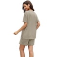thumbnail image 3 of Asklazy Women's Pajamas Set short Sleeve and short Pants 2 Piece Pjs Sleepwear with Pockets,US Size,Apricot,L, 3 of 9