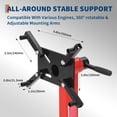 thumbnail image 3 of Support de Moteur 1300 1500 2000 Lb avec Tête Rotative à 360 Degrés, 4 Bras Réglables et 4 Roulettes, Support de Moteur en Acier Robuste pour l'Entretien des Véhicules et la Réparation Automobile, Rouge, 3 of 7