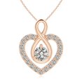 thumbnail image 1 of Angara Natural Diamond Necklace - Diamond Heart Pendant with Infinity Loop in 14K Rose Gold for Women, 1 of 8