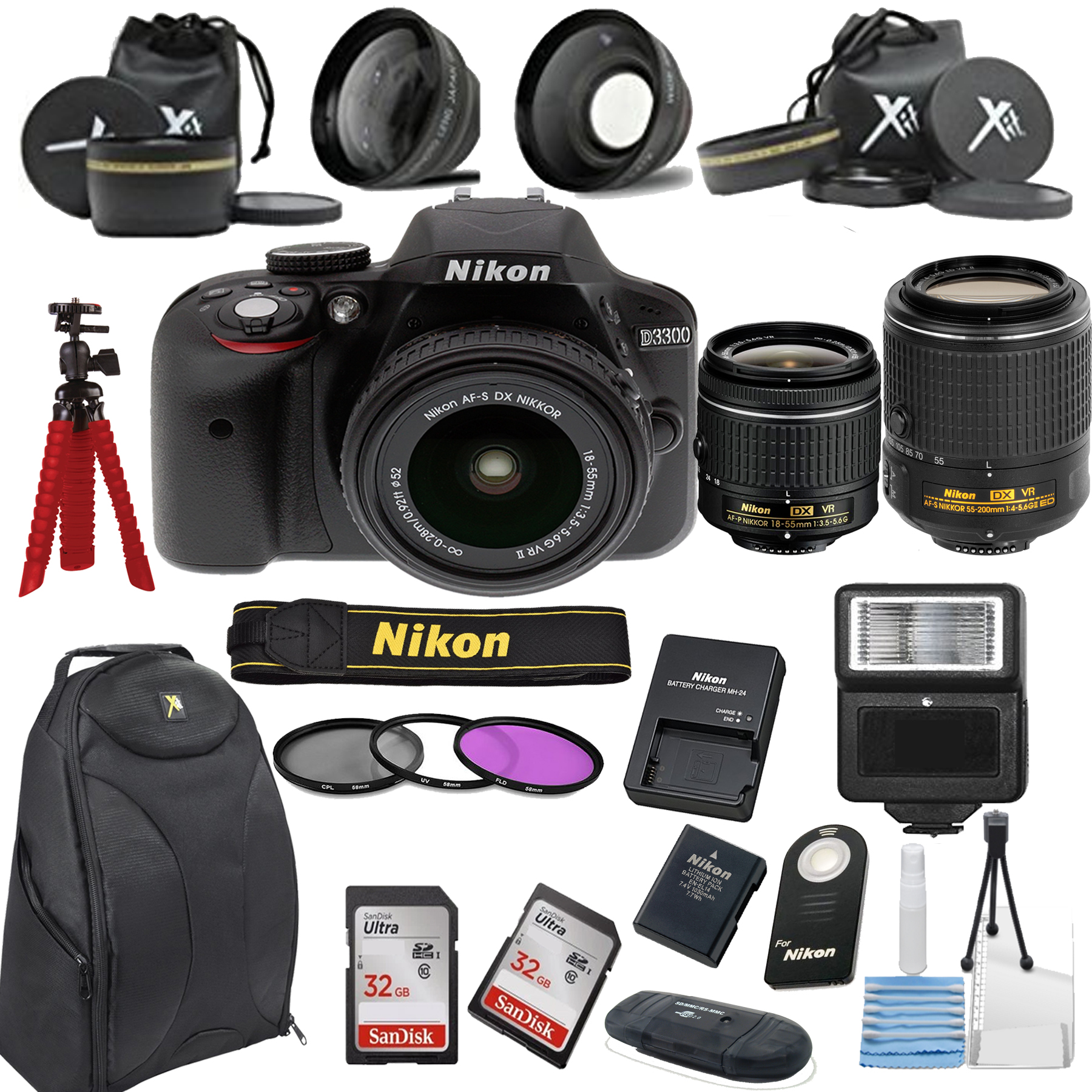 Nikon D3300 24.2 MP DSLR Camera + 1855mm VR Lens Kit + 55200mm VR