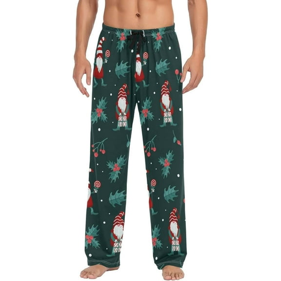GZHJMY Christmas Gnome Pajama Pants for Men, Lounge Pants Lightweight Men Pajama Bottoms with Drawstring Pockets, Christmas New Year Birthday Gifts, X-Large