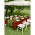 thumbnail image 3 of Outdoor Tablecloth with Umbrella Hole and Zipper, Christmas Rectangle Table Cloth 60x120 Inch Waterproof Tablecloth, Xmas Botanical Berry Green Red Plaid Picnic Table Cover for Patio Camping, 3 of 7
