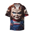thumbnail image 2 of Lsque Chucky print Men's Cuban Collar Short Sleeve Shirt Summer Beachwear Casual Button Down Fashionable Vacation Leisure Shirt-XX-Large, 2 of 7