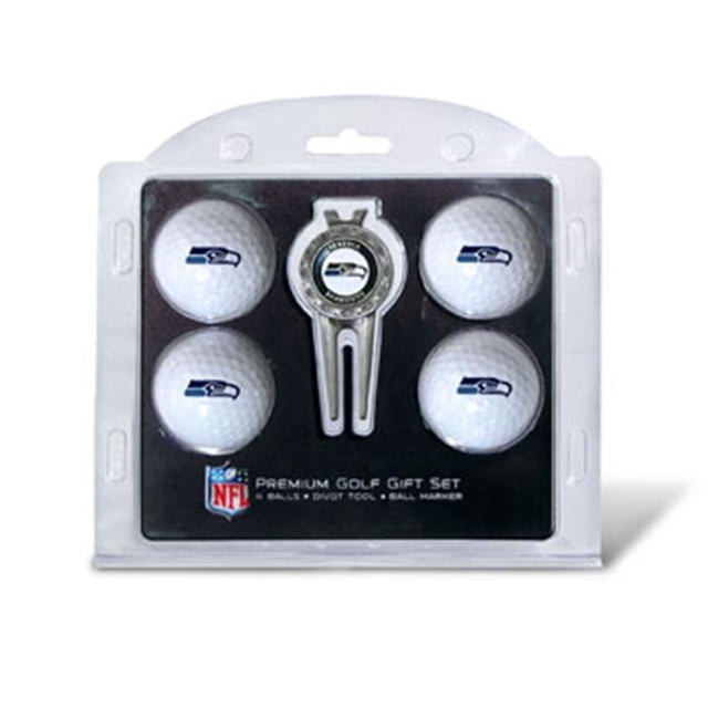 Team Golf Seattle Seahawks Lot de 4 Balles de Golf et Ensemble-Cadeau d'Outils Divet