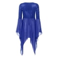 thumbnail image 2 of YiZYiF Womens Sequins Chiffon Praise Dance Tunic Overlays Tops Flare Sleeve Worship Dancewear Blue XL, 2 of 7