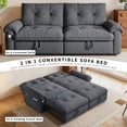 thumbnail image 3 of 77.2'' Sleeper Sofa Bed Full Size, Flannel L Shaped Futon Couches, Modern Pull Out Couch, Comfy 3 In 1 Convertible Sofa, Loveseat, USB & Side Pockets, for Small Space, Living Room, Dark Gray, 3 of 11