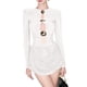 thumbnail image 4 of Vestido de Mujer Liso, Cuello Redondo, Larga, Abertura, Corte Ajustado, Midi, con Volantes, Vestido de Noche Crema S, 4 of 10