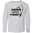thumbnail image 3 of Inktastic I Hooked Papa's Heart with Fishing Rod Long Sleeve Youth T-Shirt, 3 of 5