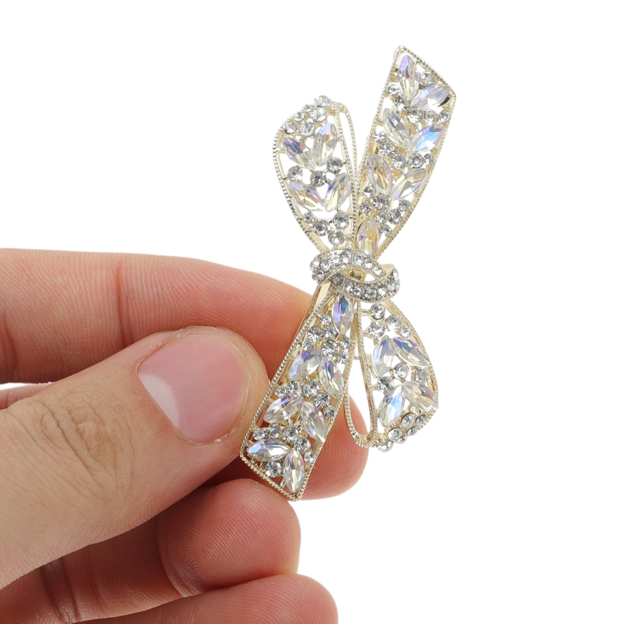 Unique Bargains Exquisite Butterfly Rhinestones French Barrette Hair Clips Purple 1 Pc